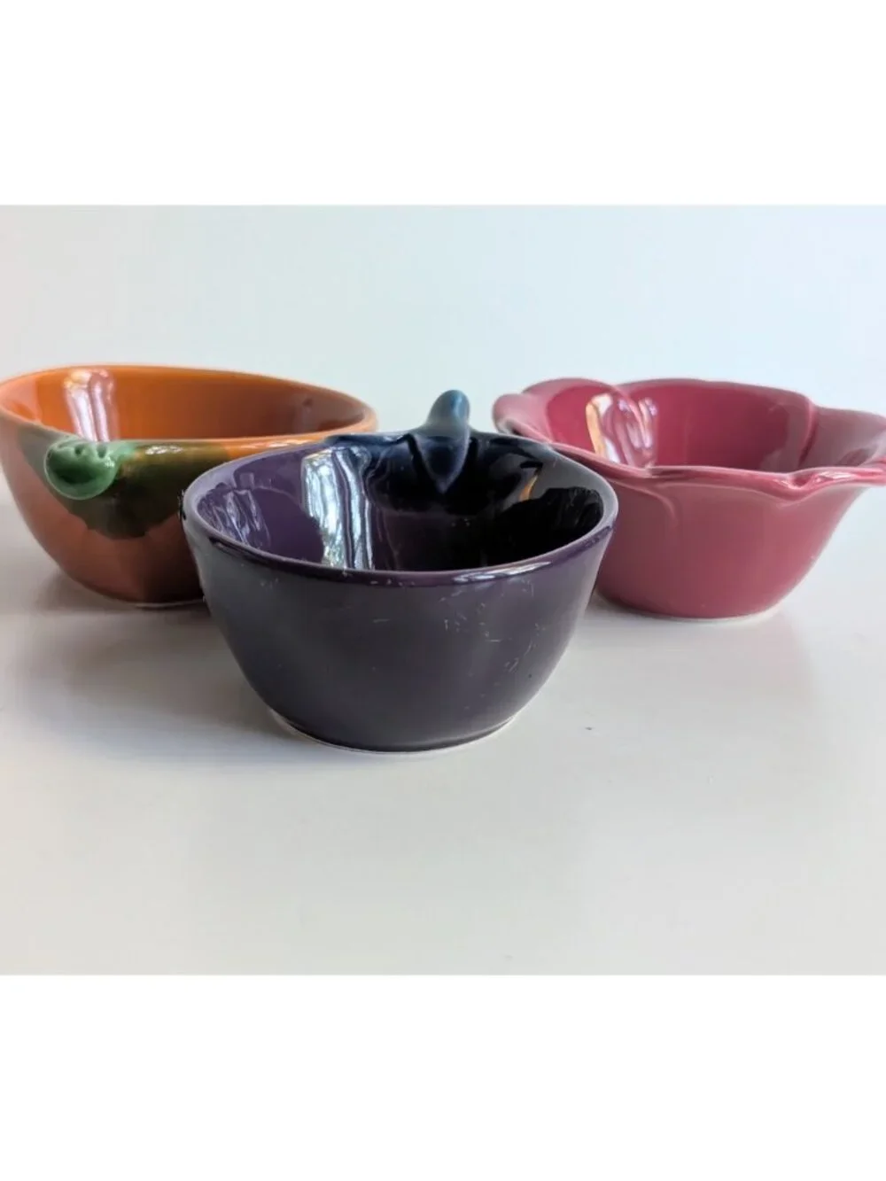 Kotobuki Small Purple Eggplant Orange Onion Dip Bowls Made in Japan